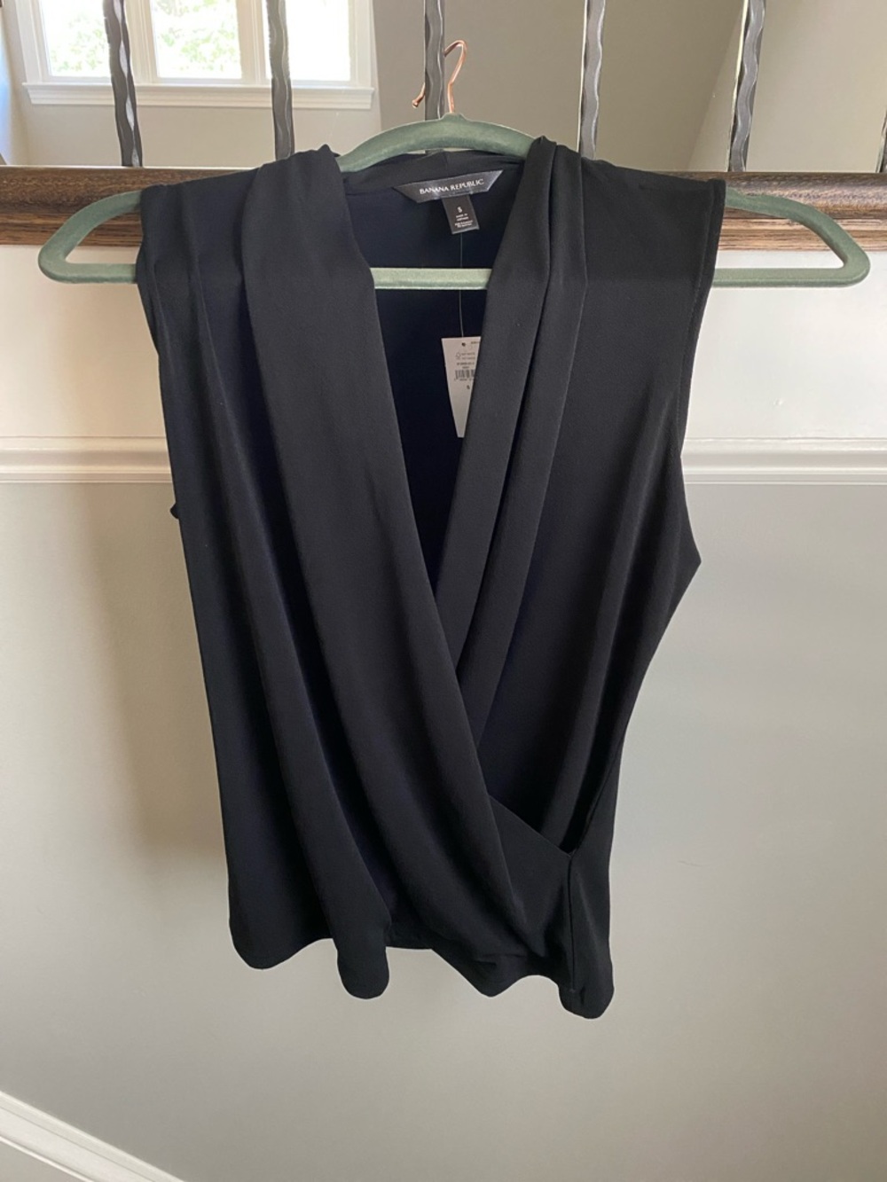 Banana Republic Black Sleeveless Wrap-Front blouse